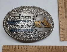 1987 SILVERS OPEN CUTTING GREEN GREEN - Gist BELT BUCKLE - listing #7589