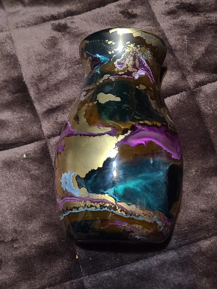 Jarrón de vidrio decorativo MULTICOLOR-7" de alto 4" de ancho Foto 3 de 4