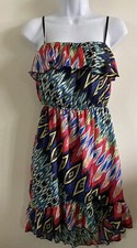 City Triangles Junior’s Size Medium Multicolored Lined Sundress With Ruffled Top