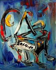 PIANO  JAZZ  ARTWORK Large Abstract Modern Original Oil Painting