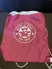 Build-A-Bear Hot Pink White Cinch Drawstring Backpack Bag Logo 1997 EUC READ