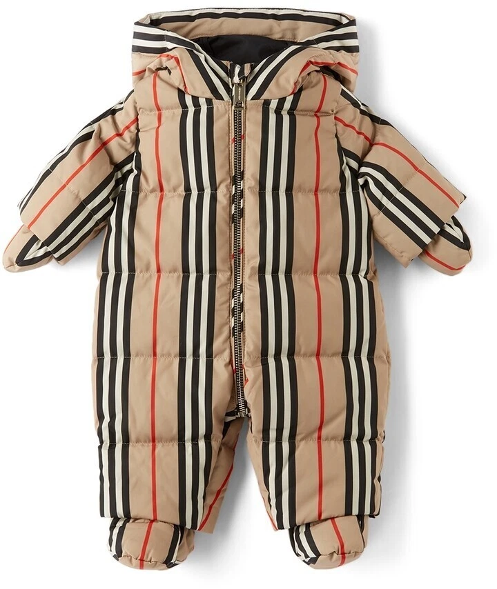 Burberry Baby Mädchen Junge gestreifter Badeanzug mit Logo und Daunenfüllung 6 Monate