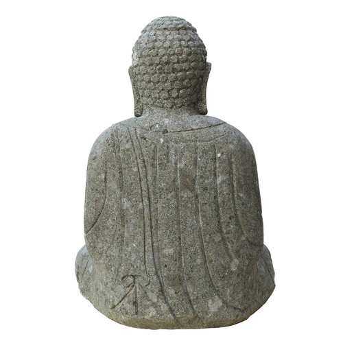Buddha Figur Japan sitzend 75cm Steinfigur Deko Garten Lava Stein frostfest - Bild 3 von 3
