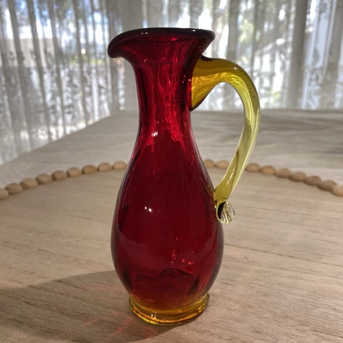KANAWHA - Vintage - Handmade Amberina  Glass Creamer / Small Pitcher