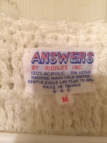 Vintage Shaggy Weste Answers By Riddles Inc Creme Damen Größe Medium - Bild 3 von 6