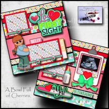 BABY ULTRASOUND 2 premade scrapbook pages paper printed layout 4 album  CHERRY