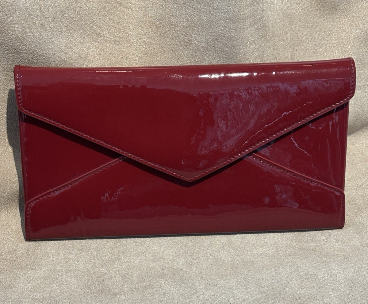 Yves Saint Laurent Deep Red Patent Leather Envelope Pouch