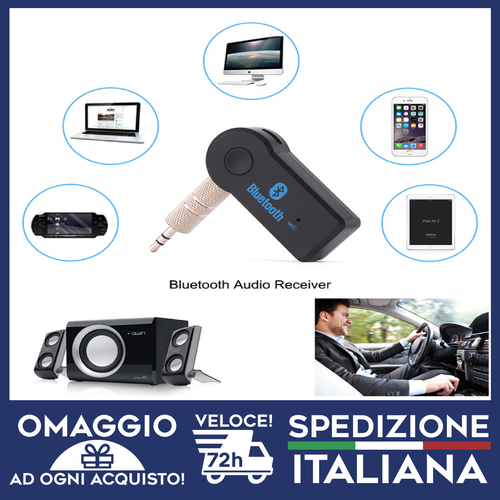 Bluetooth per auto trasmissione audio nella porta AUX con microfono chiamate🇮🇹 - Foto 3 di 6