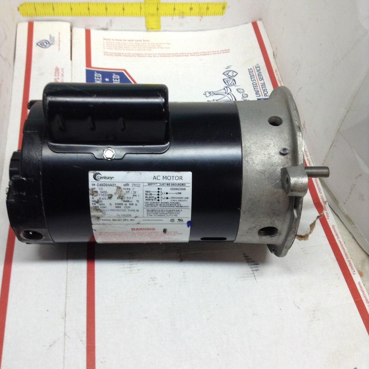 Century Motor C48D04AC1 1/2 HP 3450RPM 48N FRAME 115/230VOLT