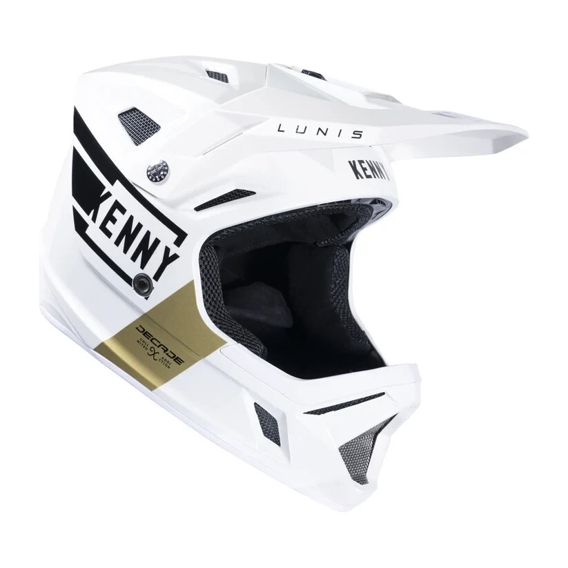 Casque intégral Kenny Racing Decade l'élégance blanc et or pour pilote exigeant