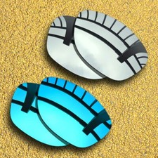 2 Pairs Lenses Replacement for-Oakley Jupiter Polarized-Silver Mirror Ice Blue