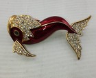 Swarovski Crystal Koi Fish Red Enamel Pin