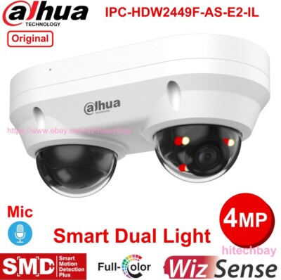 Dahua 2x 4MP WizSense Smart-Dual-Light MIC PoE IP Camera IPC-HDBW2449F-AS-E2-IL