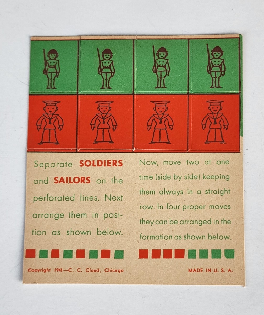 1941 Vintage Premium Cracker Jack Prize Carey Cloud Soldier Sailor