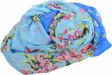 Cejon Womens Morning Dew Floral Scarf Blue