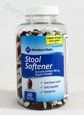 Member's Mark Stool Softener Docusate Sodium 100mg 600 Softgel New Free Shipping