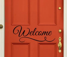 Welcome - Door Vinyl Decal Sticker Front Door Decal Foyer Decor Welcome Home Art