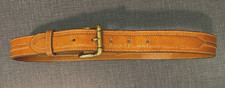 Lands' End Genuine Leather Belt with Brass Buckle, Stiched, Size 30. Made in USA