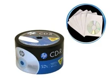 100-Pack HP Brand Blank Logo CD-R CDR Disc Media 52X 700MB + 100 Paper Sleeves