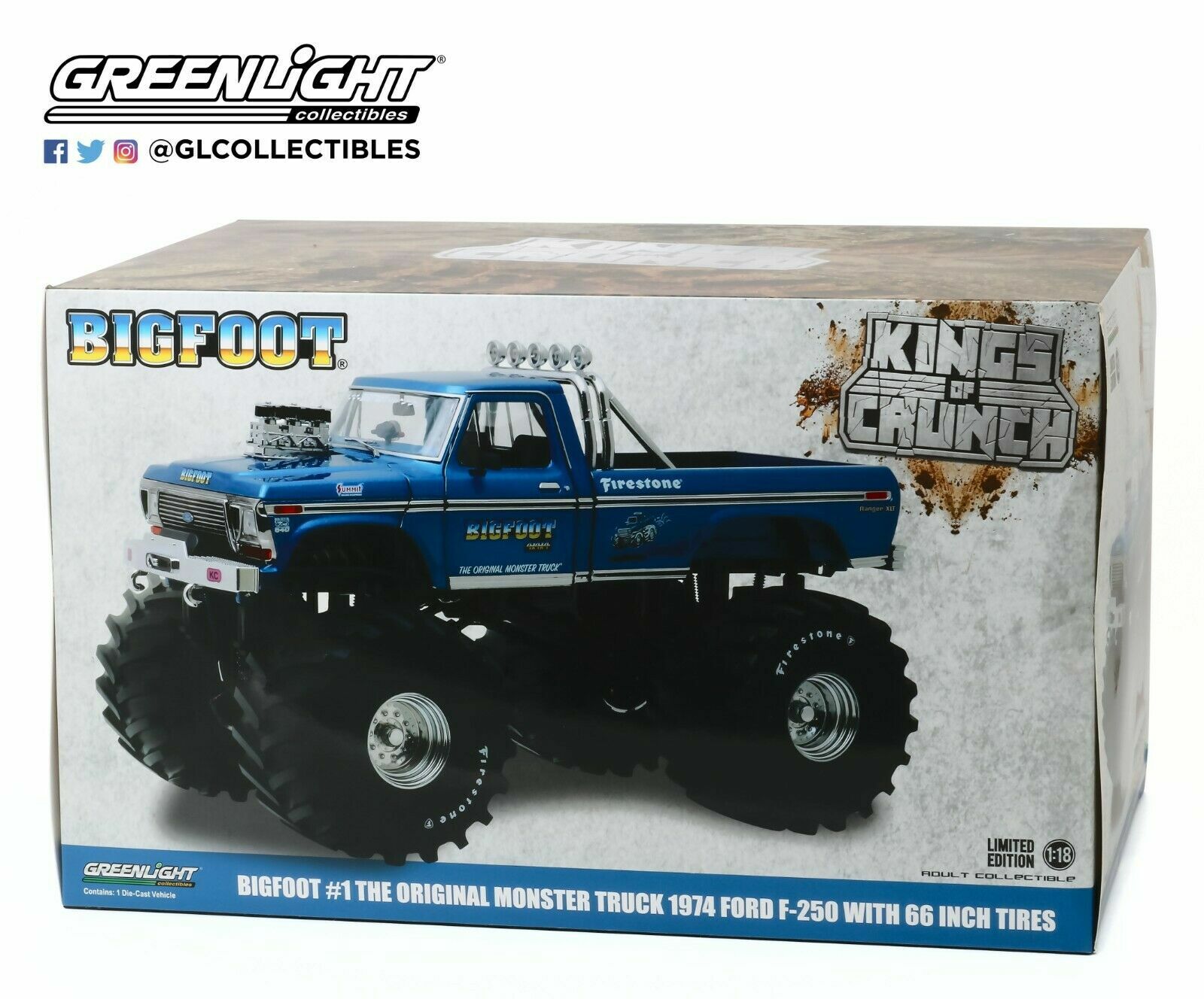 1974 FORD F-250 MONSTER TRUCK BIGFOOT #1 W/ 66-INCH TIRES 1/18