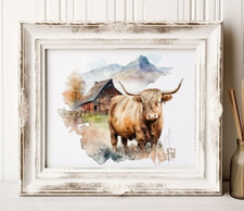 Cow Wall Art Print, Farm Animals Wall Art Decor, Farmhouse Home Decor Art Print