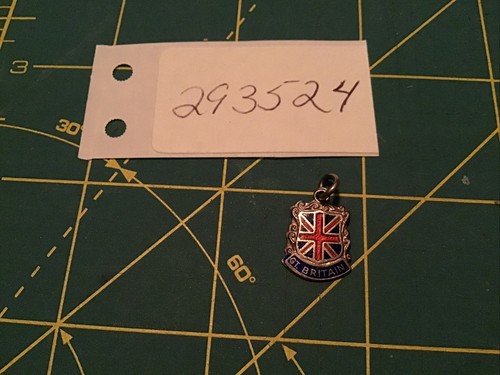 vintage sterling enamel shield charm= GREAT BRITAIN