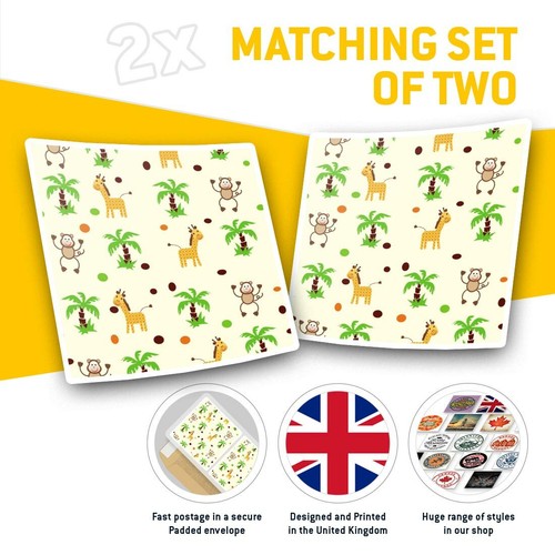 2 x Square Stickers 10 cm - Jungle Pattern Monkey Giraffe Palm Tree Boys #45449 - 第 2/9 張圖片