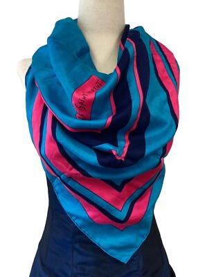 Yves Saint Laurent Silk Square Scarf Bold Colors Stripe Versatile