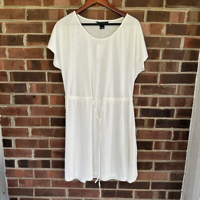 French Connection Ravenna Jersey Draw String Dress White Women s Small Regular 