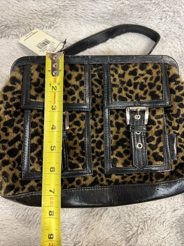 Vintage Y2K Purse XOXO Mini Bag Leopard Faux Fur Black - Picture 12 of 13