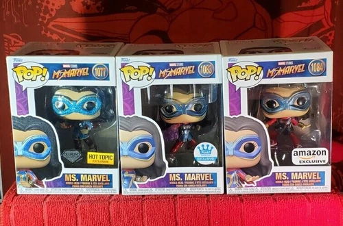 Funko Pop! Ms. Marvel (HT) #1077, (Funko) #1083 , (Amazon) #1084 - Exclusive Set