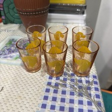 Irish Setter Shot Glasses Made In France Rose yellow Dog Profile Set Of 6 Vintg