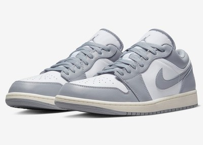Nike Air Jordan 1 Low Shoe Vintage Grey Stealth White 553558-053 Men's Sizes NEW