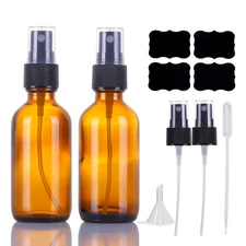 2oz Amber Glass Spray Bottles,Empty Small Perfume Travel Refillable Reusable Fin