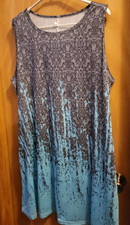 Dress A-line sleeveless in grey, blue, and Womens Plus 3x