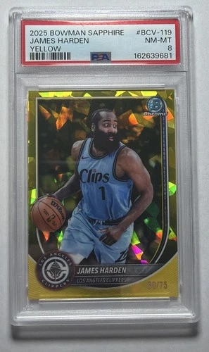 2025 Bowman Chrome Sapphire Basketball Yellow James Harden #BCV-119 PSA 8