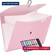 JARLINK 7 Pockets Expanding File Folder, A4 Accordion folders, Pink  Accordion