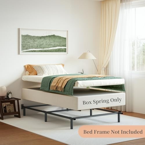 10 Inch Twin Box Spring and Fabric Cover Set, High Profile Metal Twin Size Box - Picture 2 of 8
