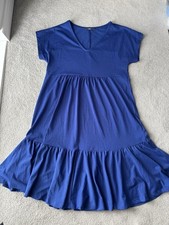 Principles Cobalt Blue V-Neck Tiered Smock Summer Dress - Size UK 8