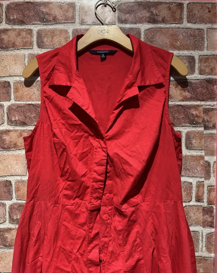 Maxi Vestido Chadwicks Vintage Para Mujer Talla 16 Rojo Rubí Sin Mangas Con Botones Foto 3 de 4