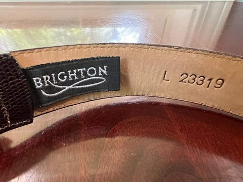 Vtg 1996 Brighton Croc Leather Belt with Gold Tone Buckle #23319, Size Large - Picture 4 of 7
