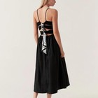 AJE Danica Dress Black M AU 10 US 6 Logo Scarf Tie Back Midi A-Line Corset