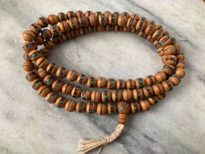 108  Nepal Wood Prayer Beads, Inlaid, 10mm, 3...