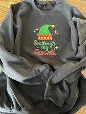 Christmas Holiday Party Sweater Buddy Elf Smiling's My Favorite My Size S,M,L,XL