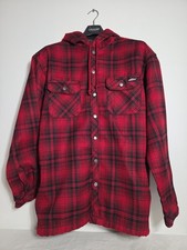 Dickies Red Plaid Mens XL 46-48 Jacket Coat Hooded Fleece Lined Snap Front
