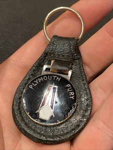 Vtg 1970's Leather Plymouth Fury Key Chain Fob (No Ring) Holder Mopar Muscle Car