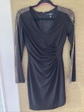 Women’s Black Guess Dress Size 4 Gold Rhinestone Arm Detail