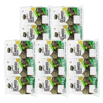  5er Pack (5x15g(3x5g)) Bibigo Crispy Seaweed Seealgen Snack Wasabi Geschmack