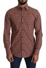 Dolce & Gabbana Red Printed Knight Formal Dress MARTINI Men's Shirt Authentic