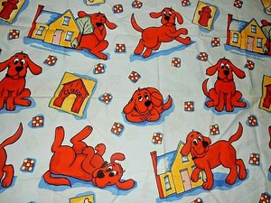 6G Vintage CLIFFORD the Big Red Dog cotton blend Twin Fitted Bed Sheet {Fabric}